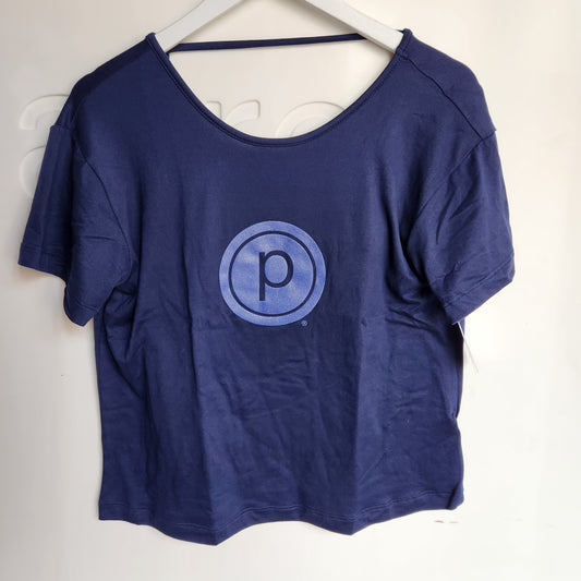 Pure Barre Circle P Open Back Tshirt- Navy