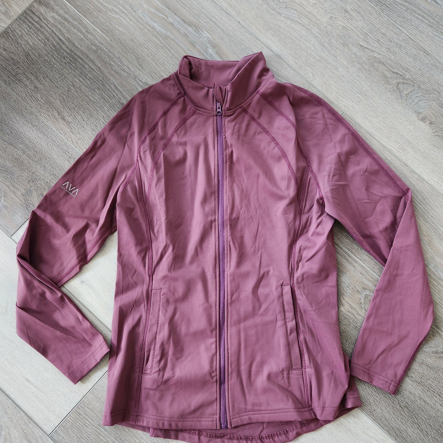 AVA Active Pure Barre Zip Front Jacket - Wine