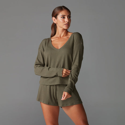 Tavi Lounge Waffle Top- Olive