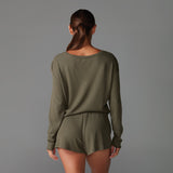 Tavi Lounge Waffle Top- Olive