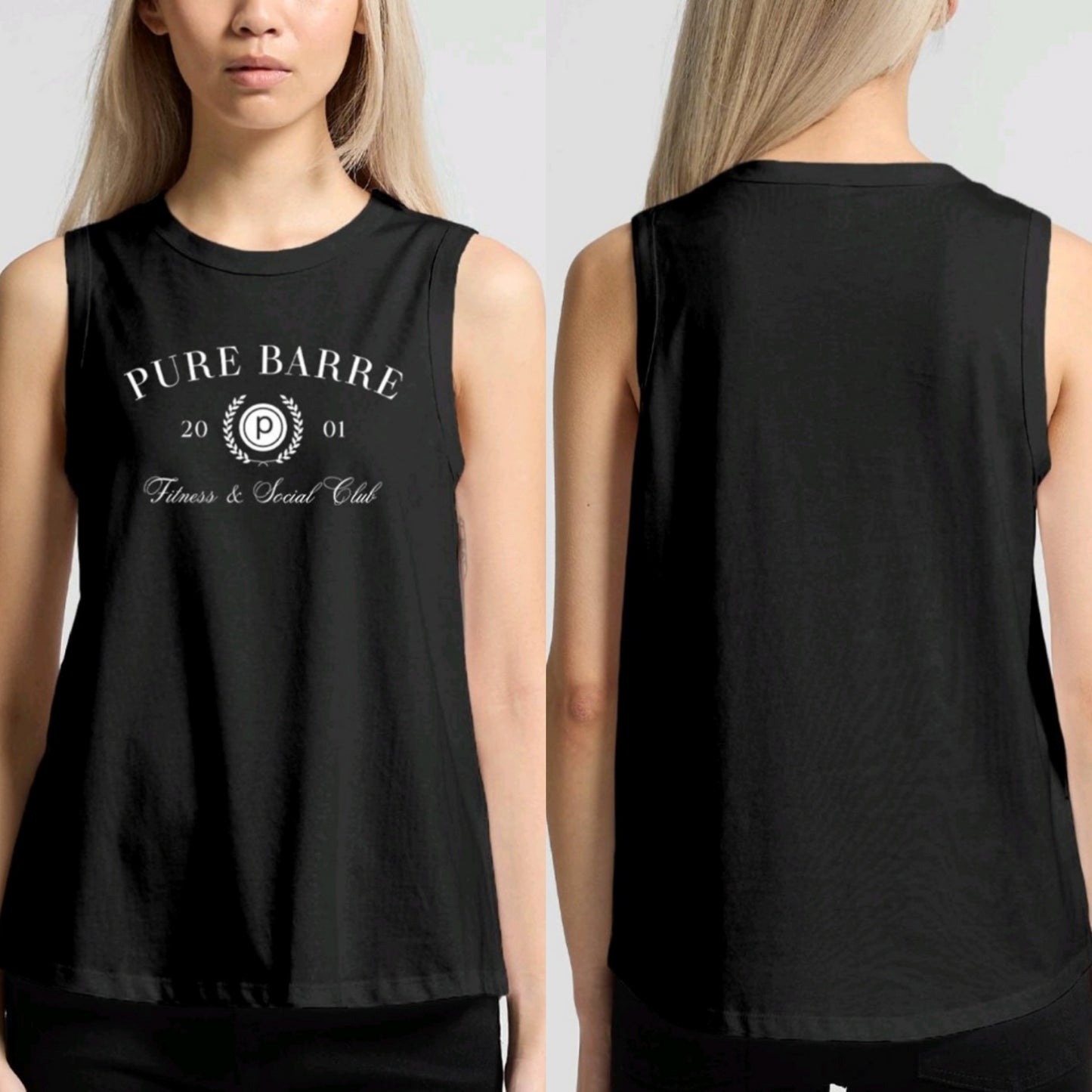 LAST ONE- Pure Barre Barre Fitness & Social Club Tank- Black- sz S