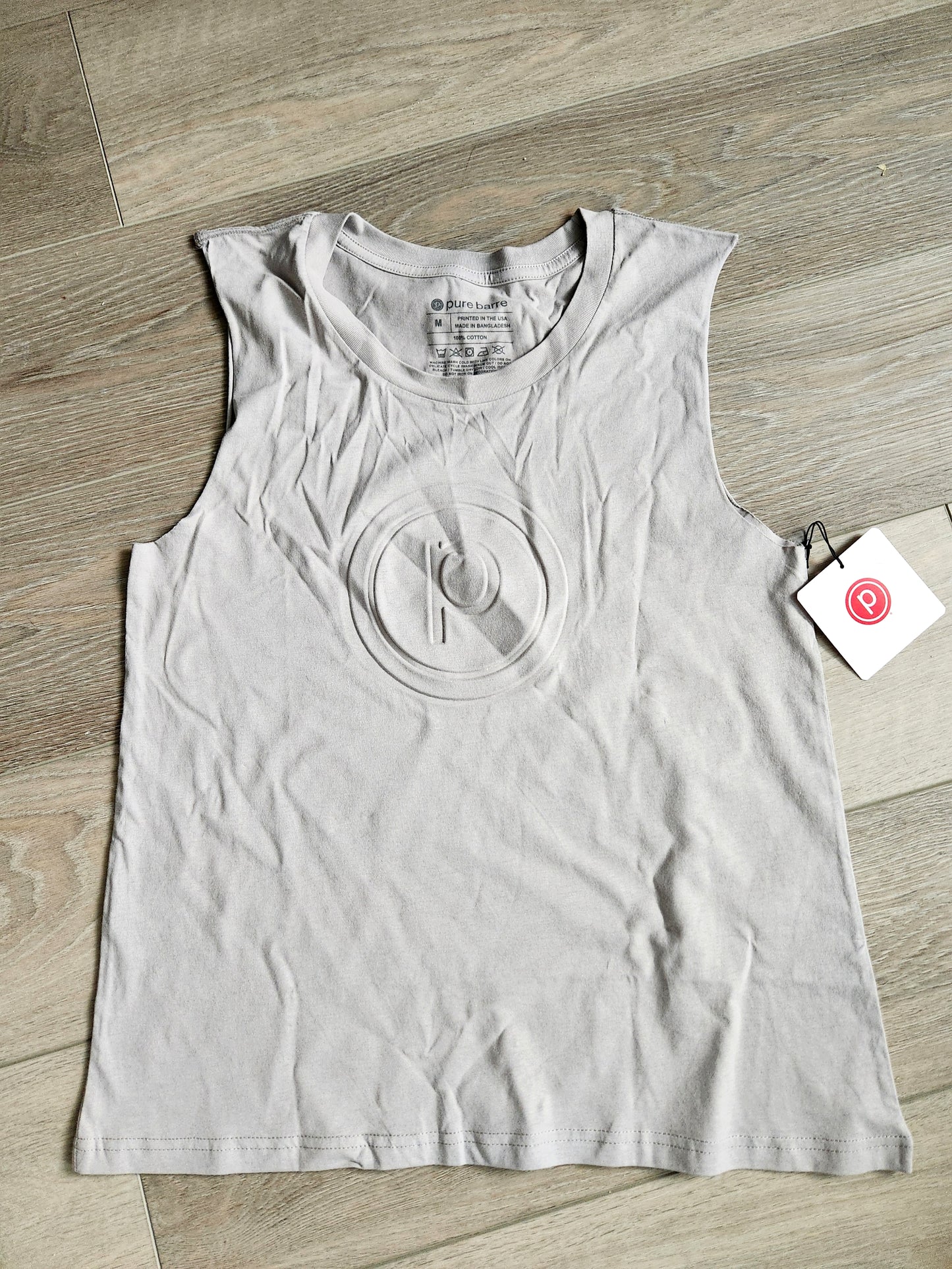 Pure Barre Circle P Embossed Muscle Tank- Gray