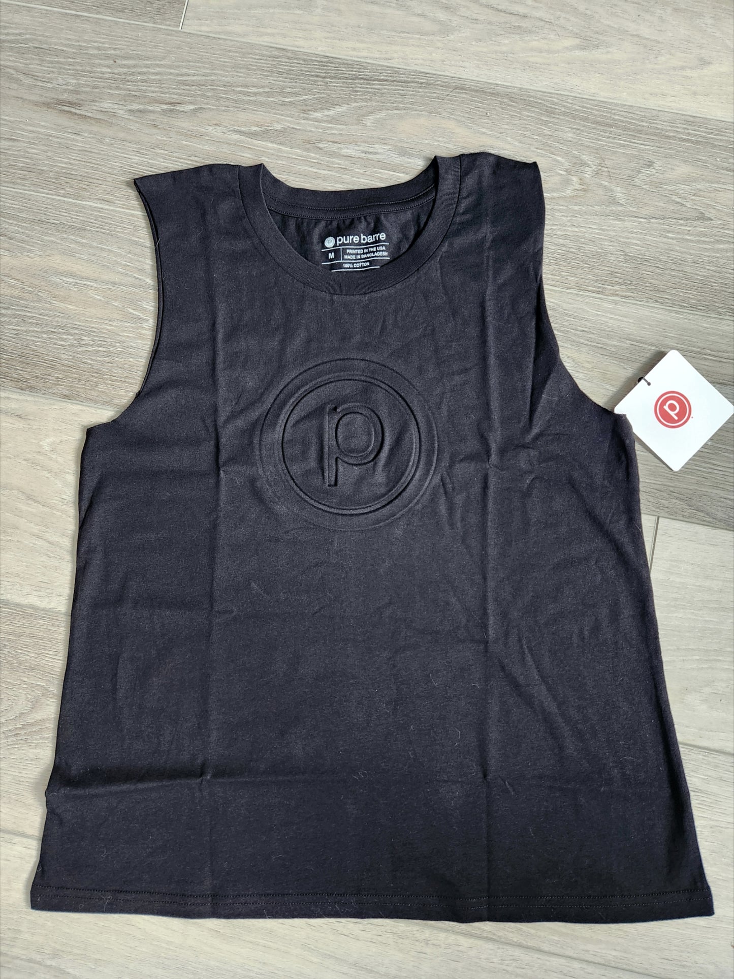 Pure Barre Circle P Embossed Muscle Tank- Black