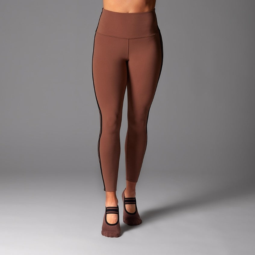 Tavi High Waisted 7/8 Stripe Tights- Clove/Ebony