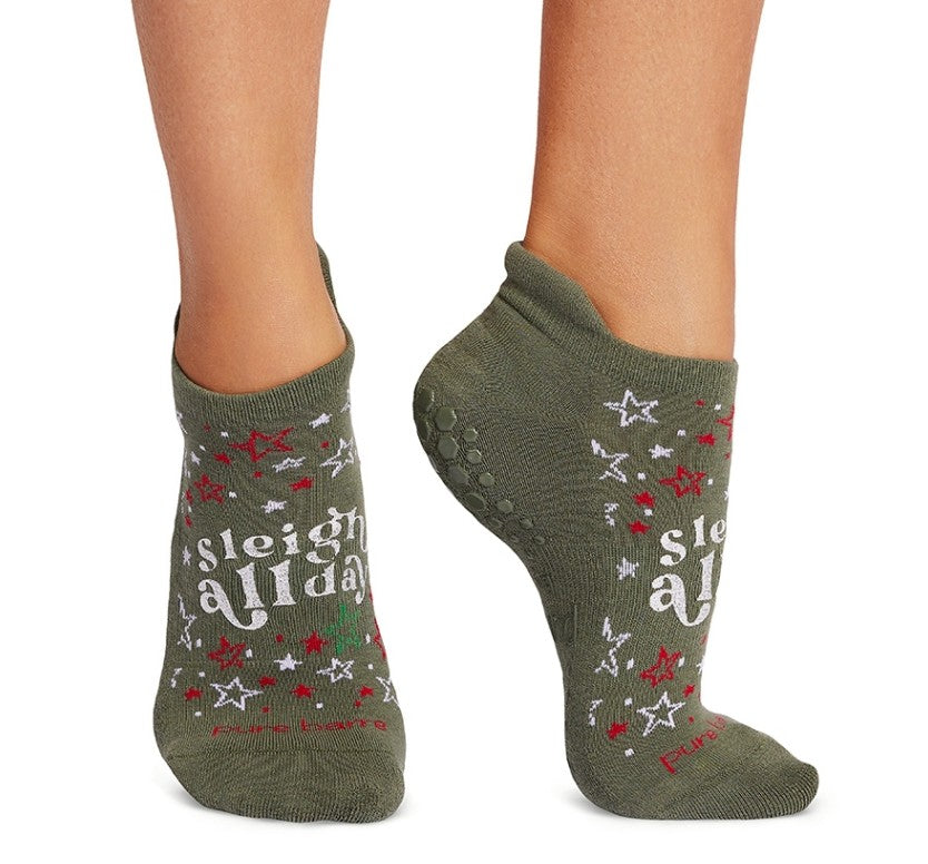 Pure Barre Holiday Sleigh All Day Sticky Socks