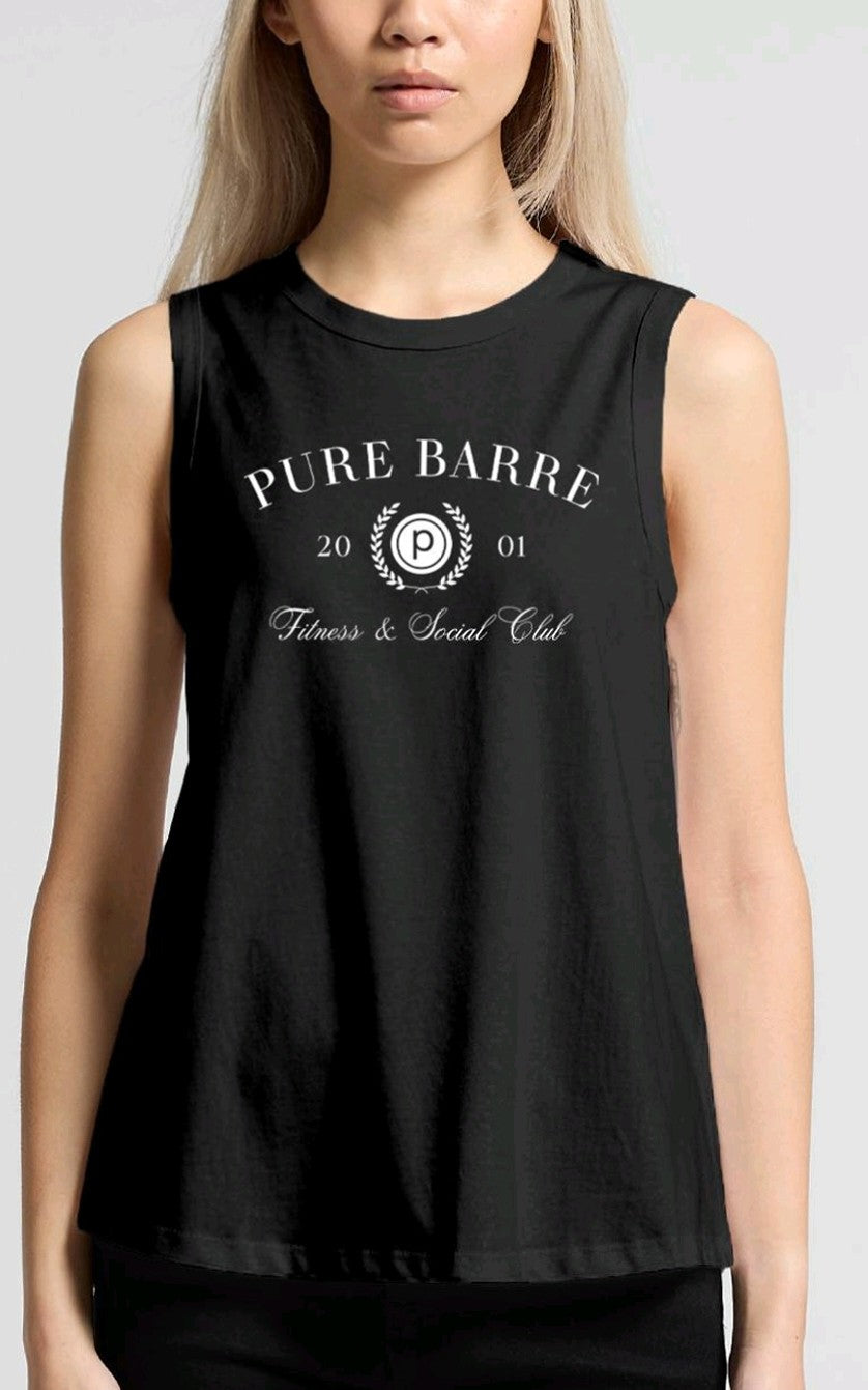 LAST ONE- Pure Barre Barre Fitness & Social Club Tank- Black- sz S