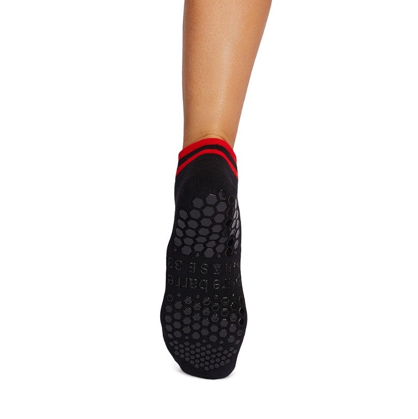Pure Barre Black & Red Sticky Socks