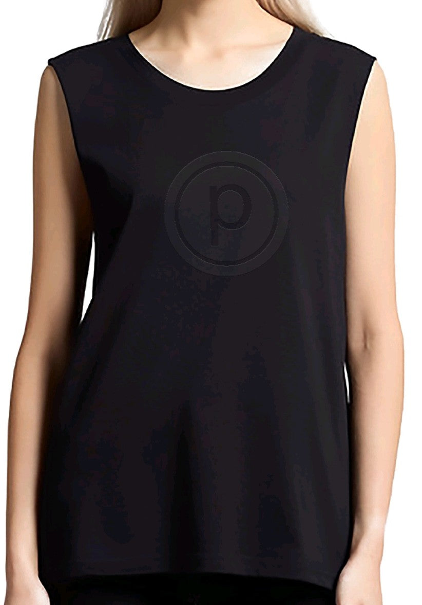 Pure Barre Circle P Embossed Muscle Tank- Black