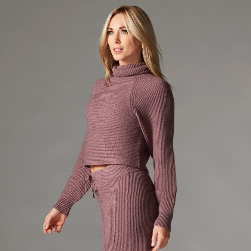 Tavi Alpine Knit Turtleneck Sweater- Rose