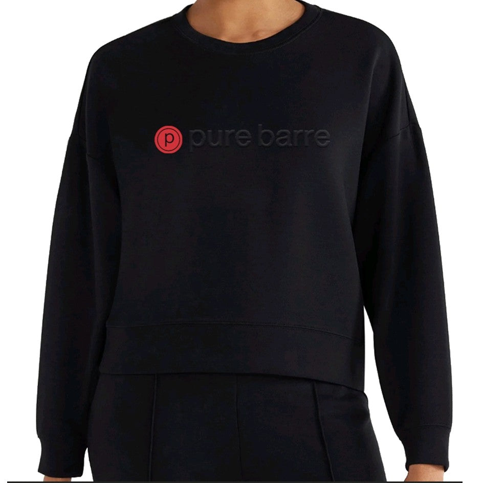 LAST ONE- Pure Barre Embossed Cropped Crew- Black
