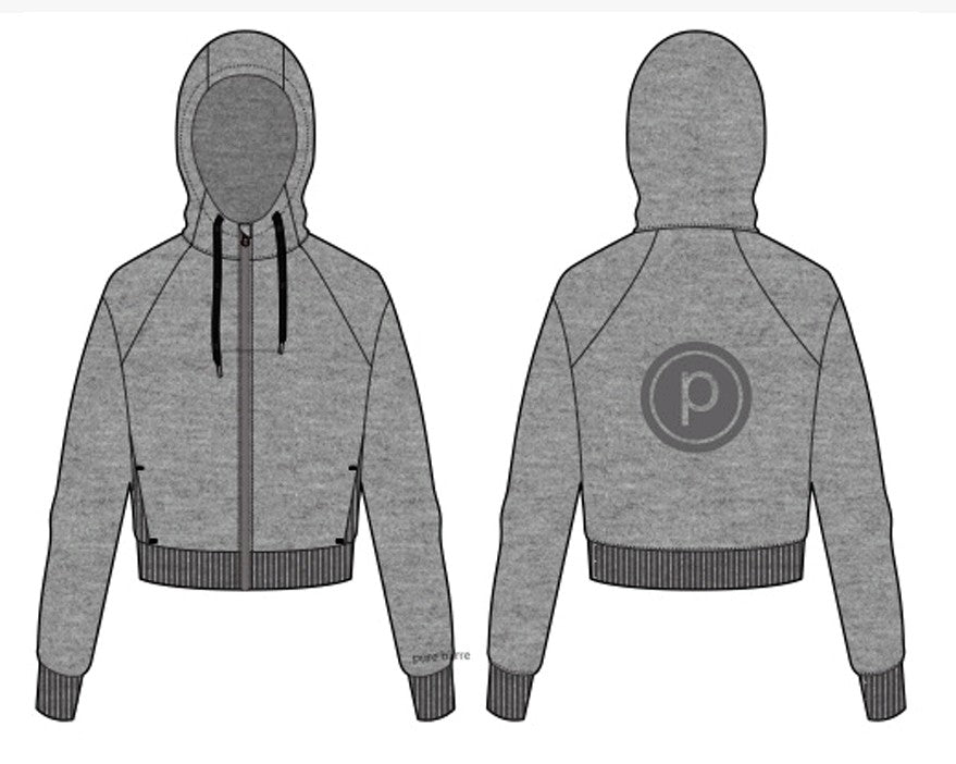 RESTOCKED- Pure Barre Cozy Zip Front Hoodie- Lt. Gray