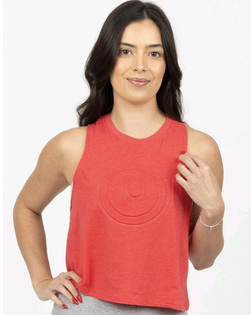 RESTOCKED- Pure Barre Circle P Embossed Lightweight Muscle Tank- Red