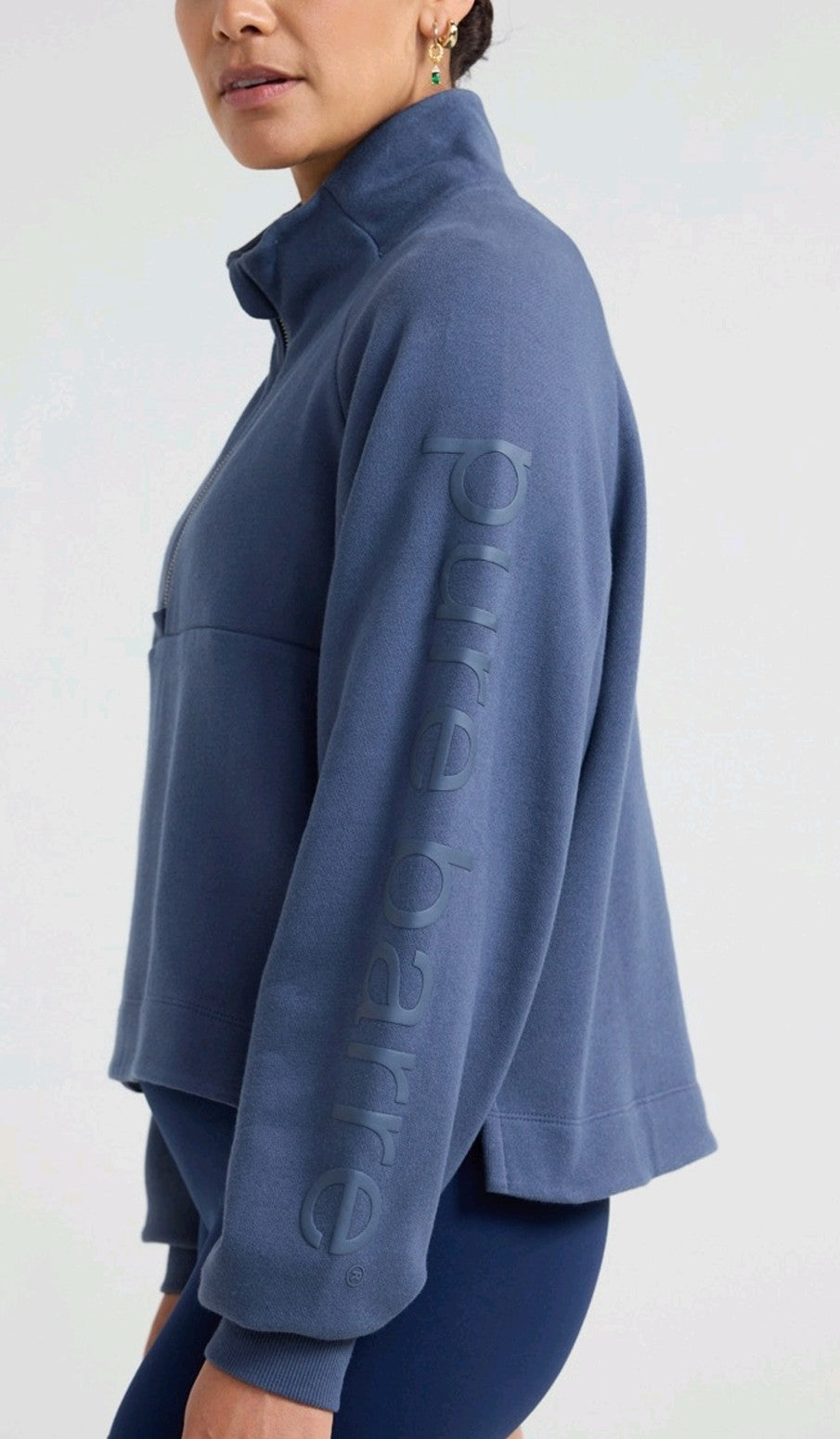 LAST TWO- Pure Barre Puff Half Zip Pullover- Navy
