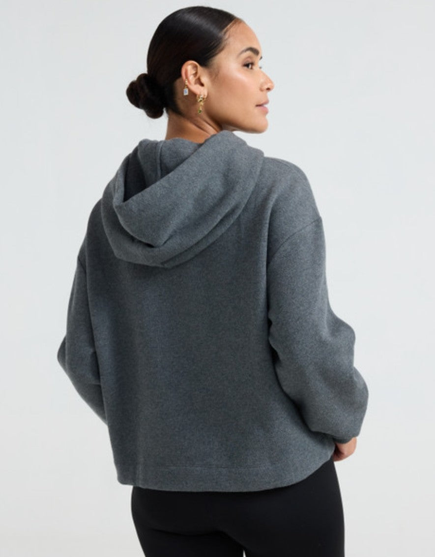 Pure Barre Outline Fleece Hoodie- Charcoal