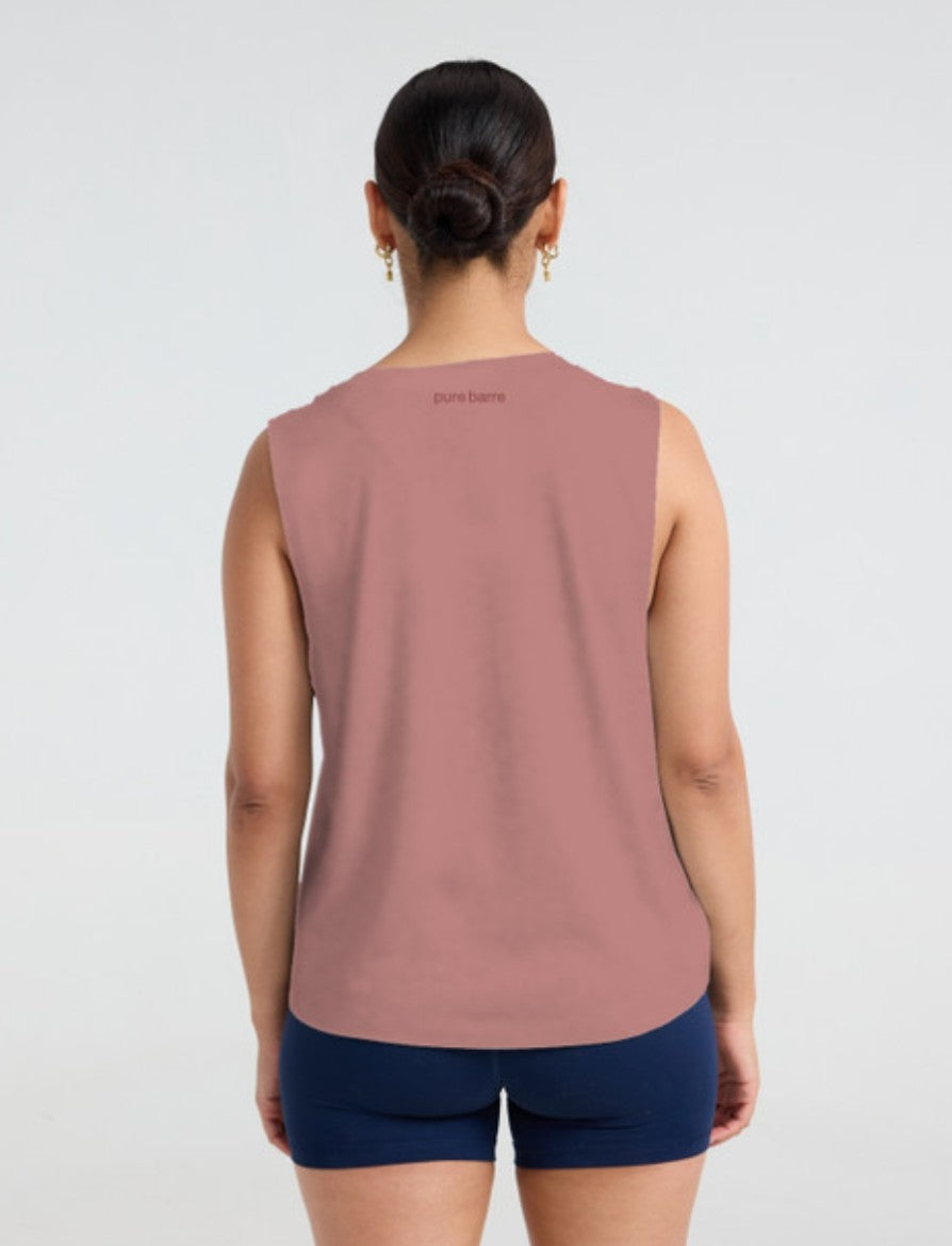 Pure Barre High Lo LOVE Muscle Tank- Mauve