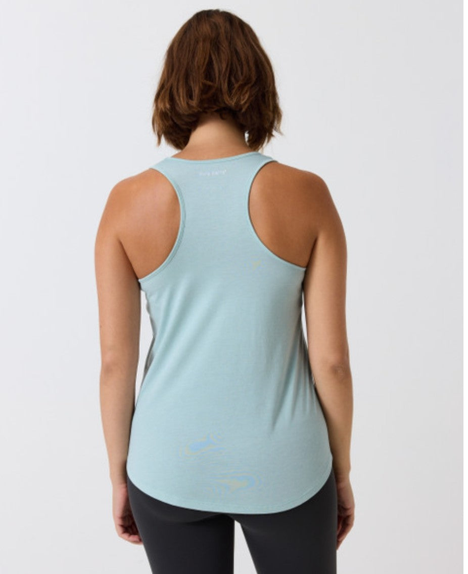 Pure Barre Iridescent Circle P Racerback Tank- Dusty Teal