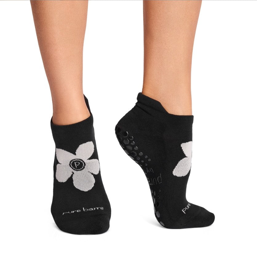 Pure Barre White Circle P Poppy Sticky Socks