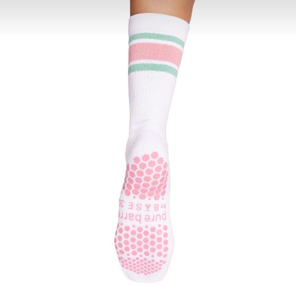 Pure Barre Kai Minty Pink Crew Sticky Socks