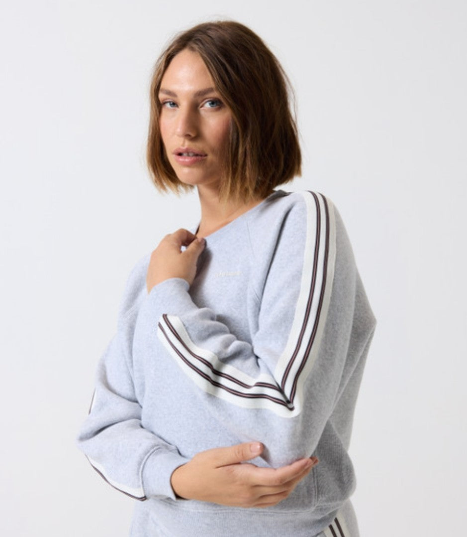 Pure Barre Striped Cozy Crewneck- Gray