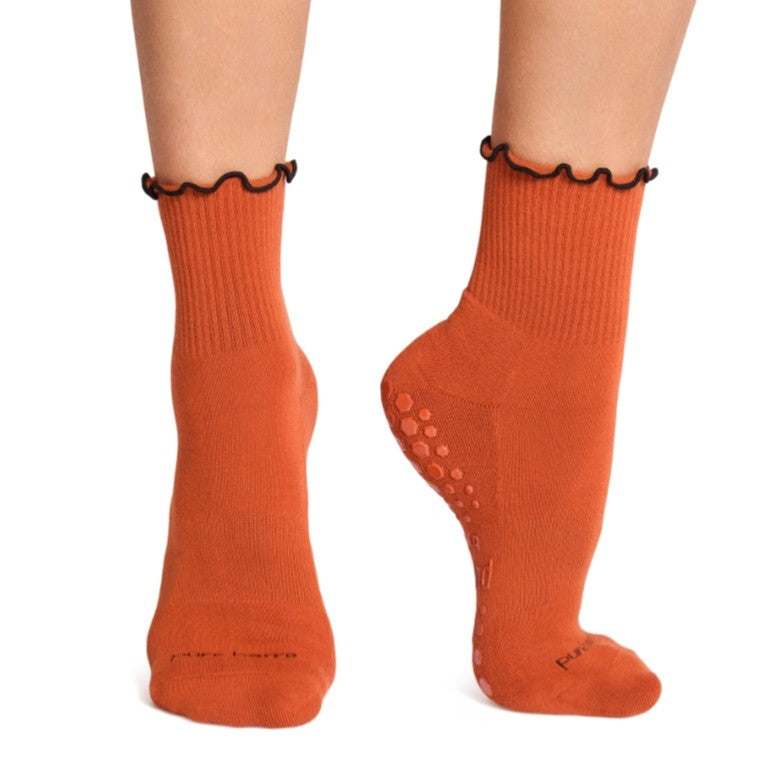 Pure Barre Aria Black Cat Ruffle Sticky Socks