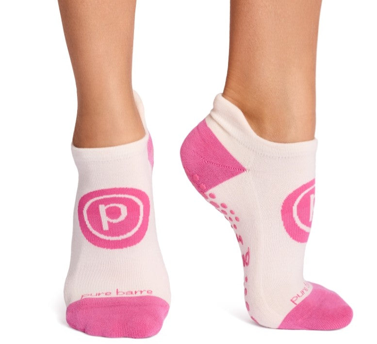 Pure Barre Hot Pink Circle P Sticky Socks