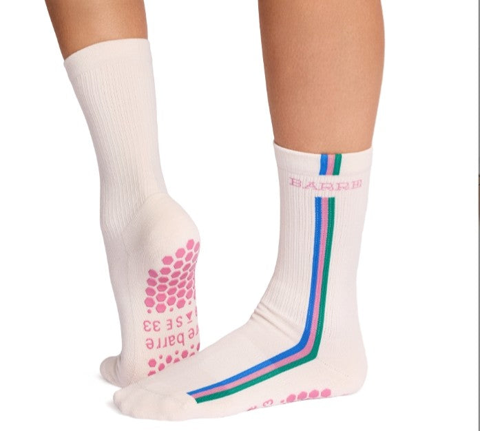 Chaussettes De Sport Pure Barre Crew - Femme Taille M, Noires, Antidérapantes, Neuves