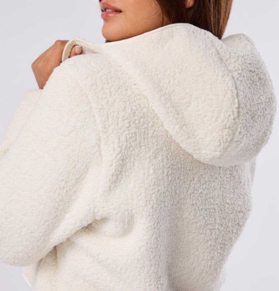 Tavi Pure Barre Pullover Teddy Jacket- Coconut