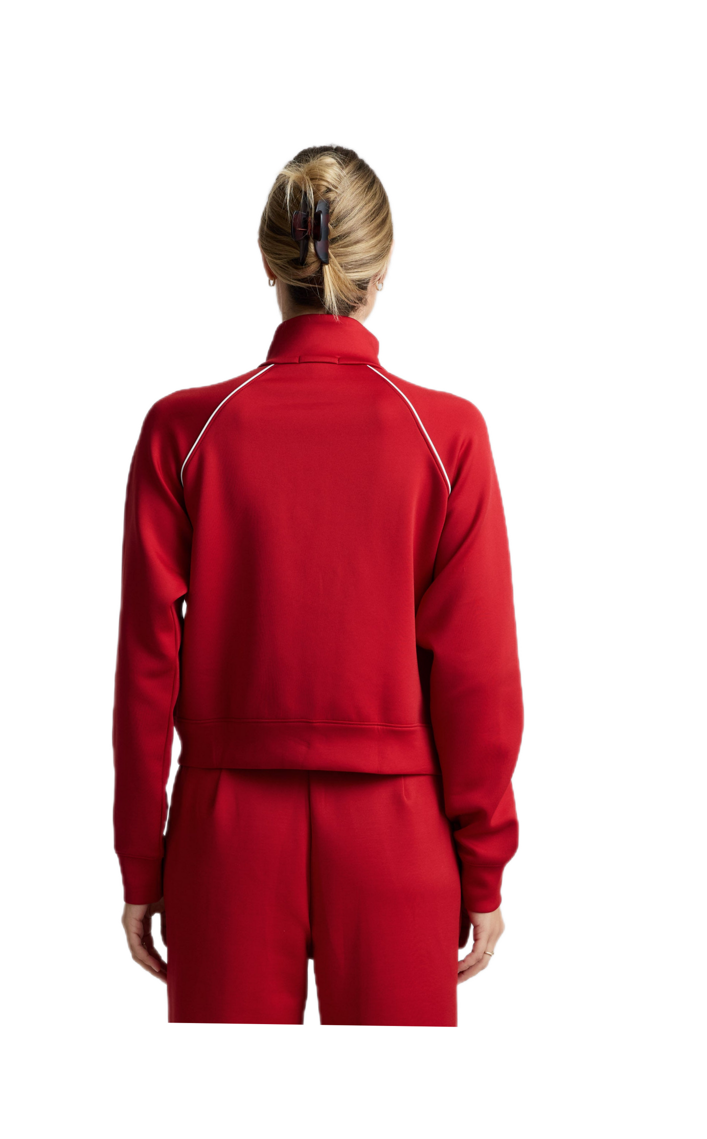 Beyond Yoga Pure Barre Piped Zip Front Jacket- Holly Red