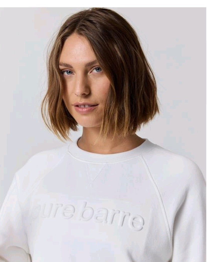 Pure Barre Embossed Crewneck- Ivory