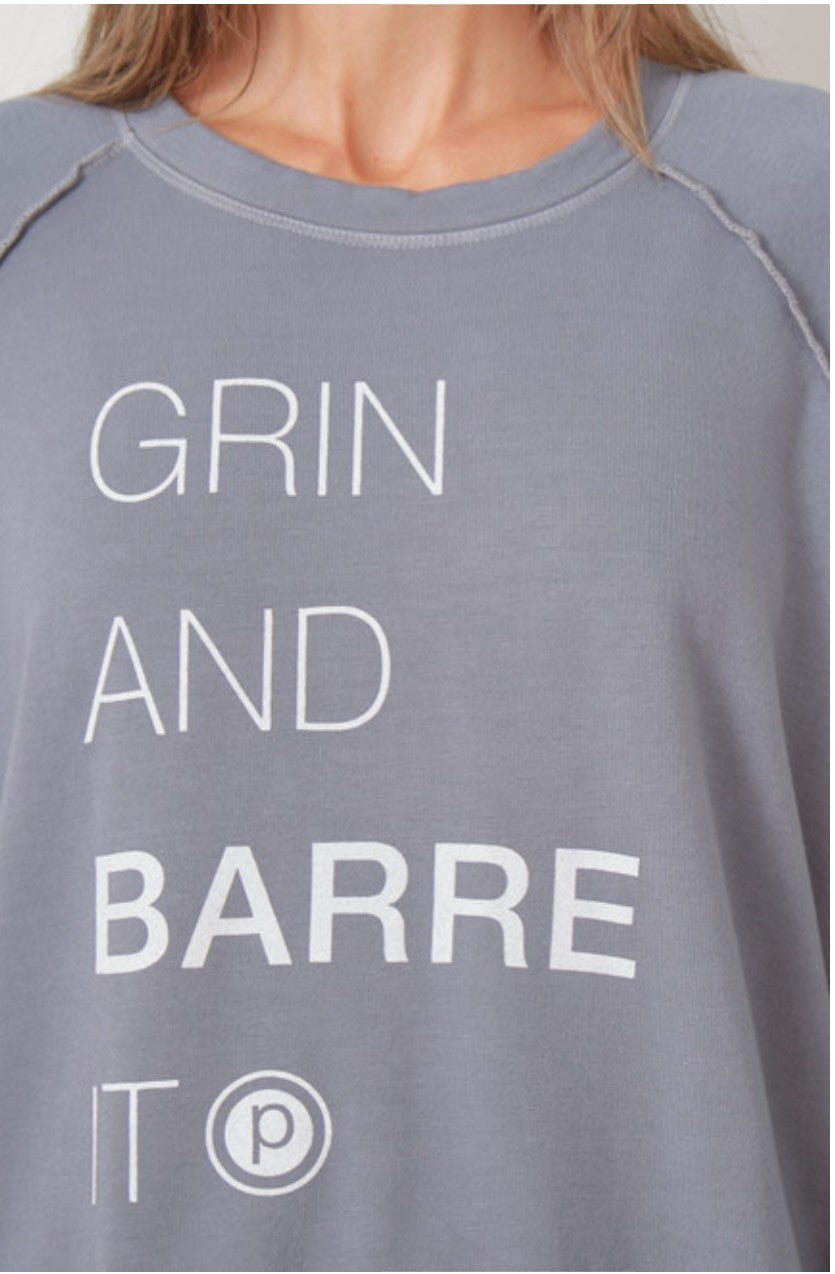 Good hYOUman Pure Barre Vita "Grin and Barre It" Sweatshirt- Slate