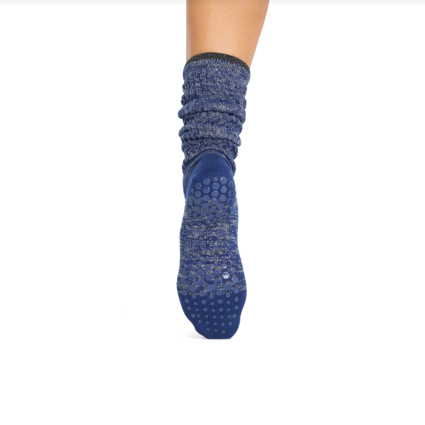 Pure Barre Cobalt Lurex Sticky Crew Socks