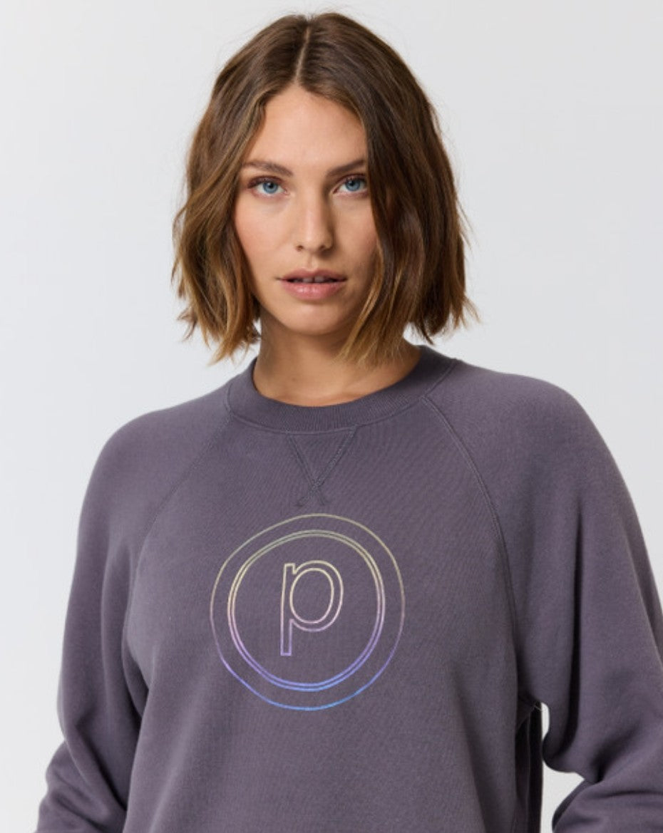Pure Barre Iridescent Circle P Cozy Crewneck- Nightshade