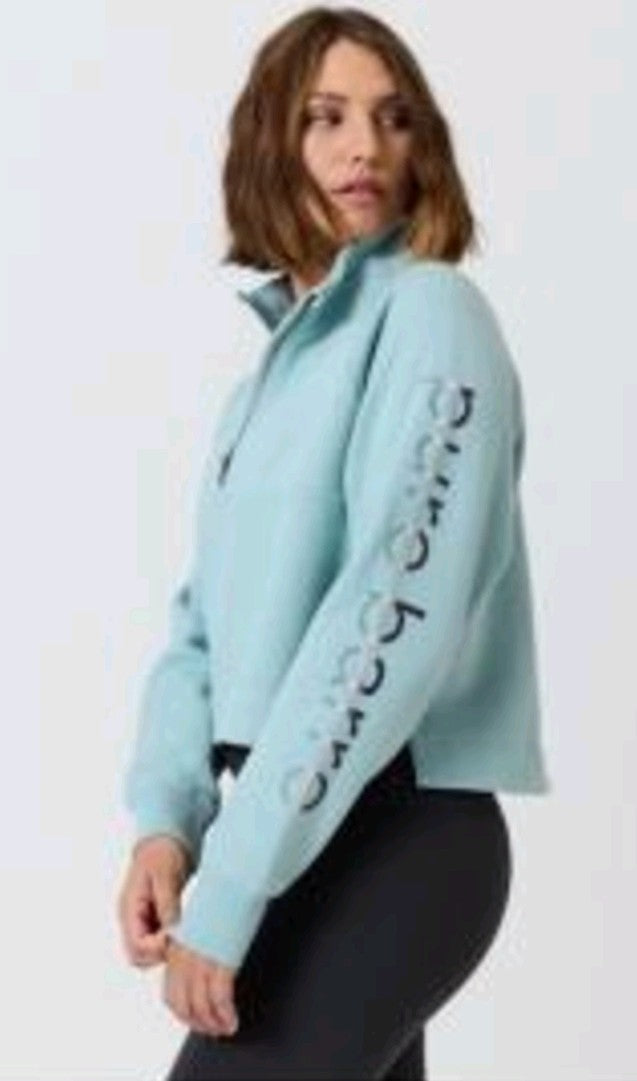 Pure Barre Iridescent Half Zip Pullover- Dusty Teal