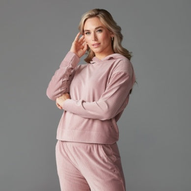Tavi Brushed Rib Pullover Hoodie- Primrose