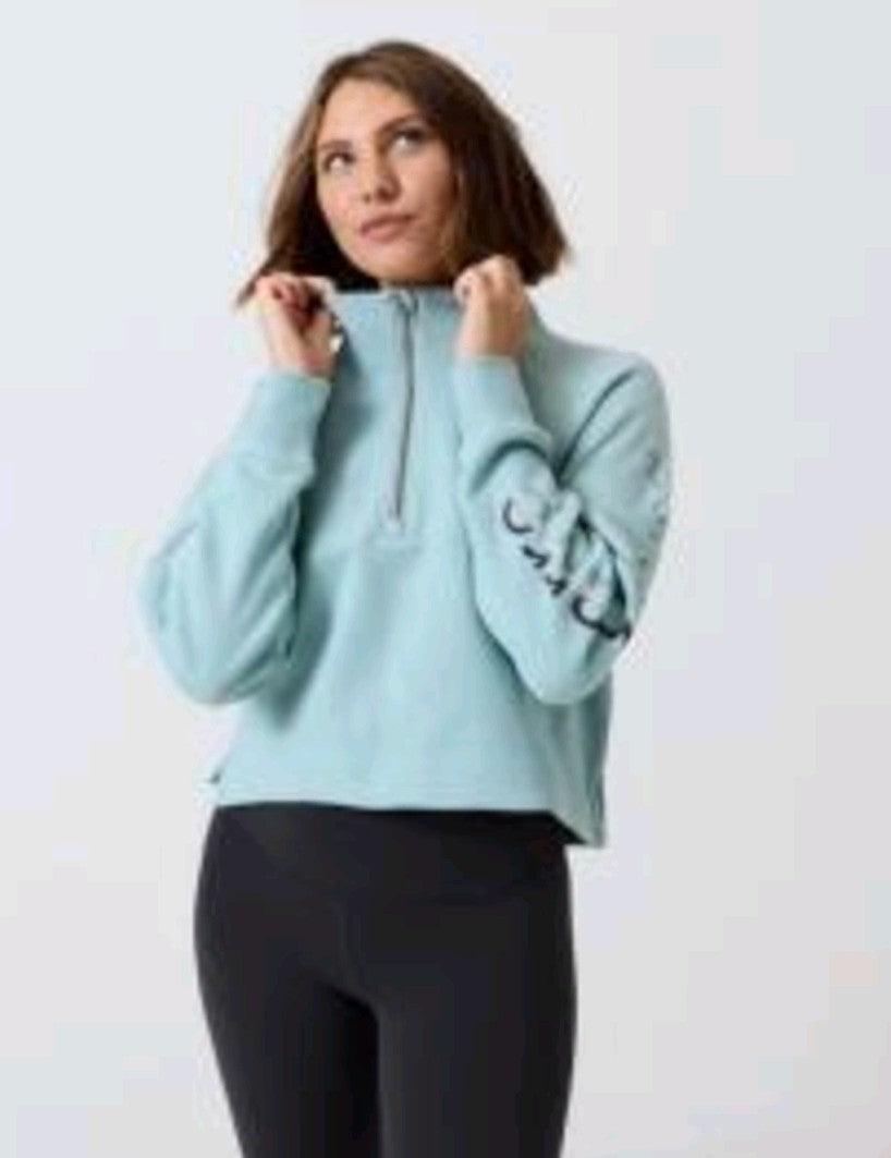 Pure Barre Iridescent Half Zip Pullover- Dusty Teal