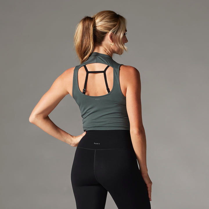Tavi Pure Barre Mock Neck Tank- Glacial