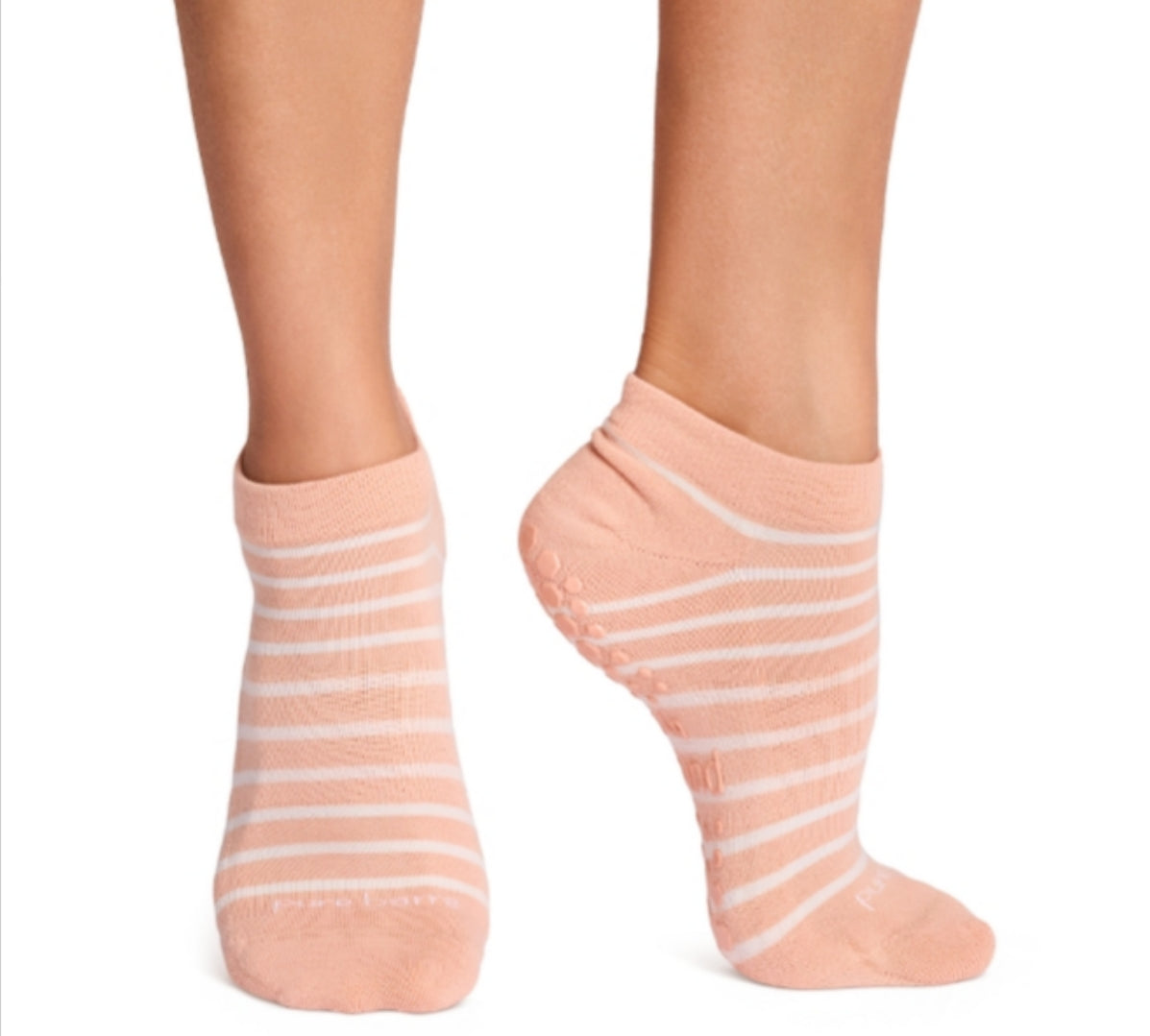 Pure Barre Peach Striped Sticky Socks