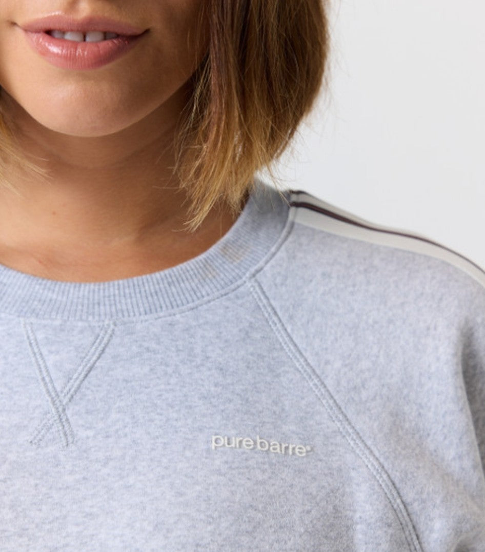 Pure Barre Striped Cozy Crewneck- Gray