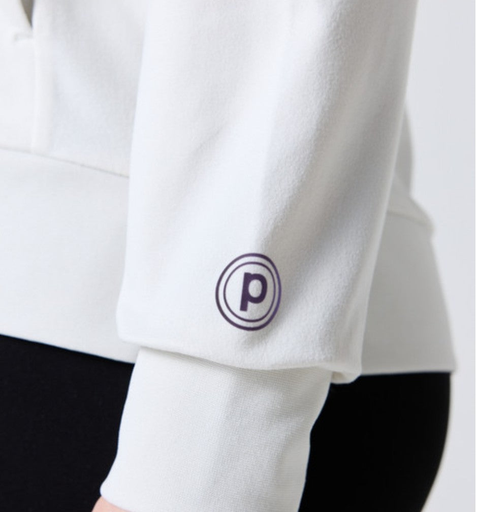 Pure Barre Lightweight Script Hoodie- Ivory