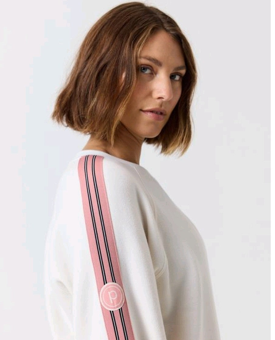 Pure Barre Striped Cozy Crewneck- Ivory