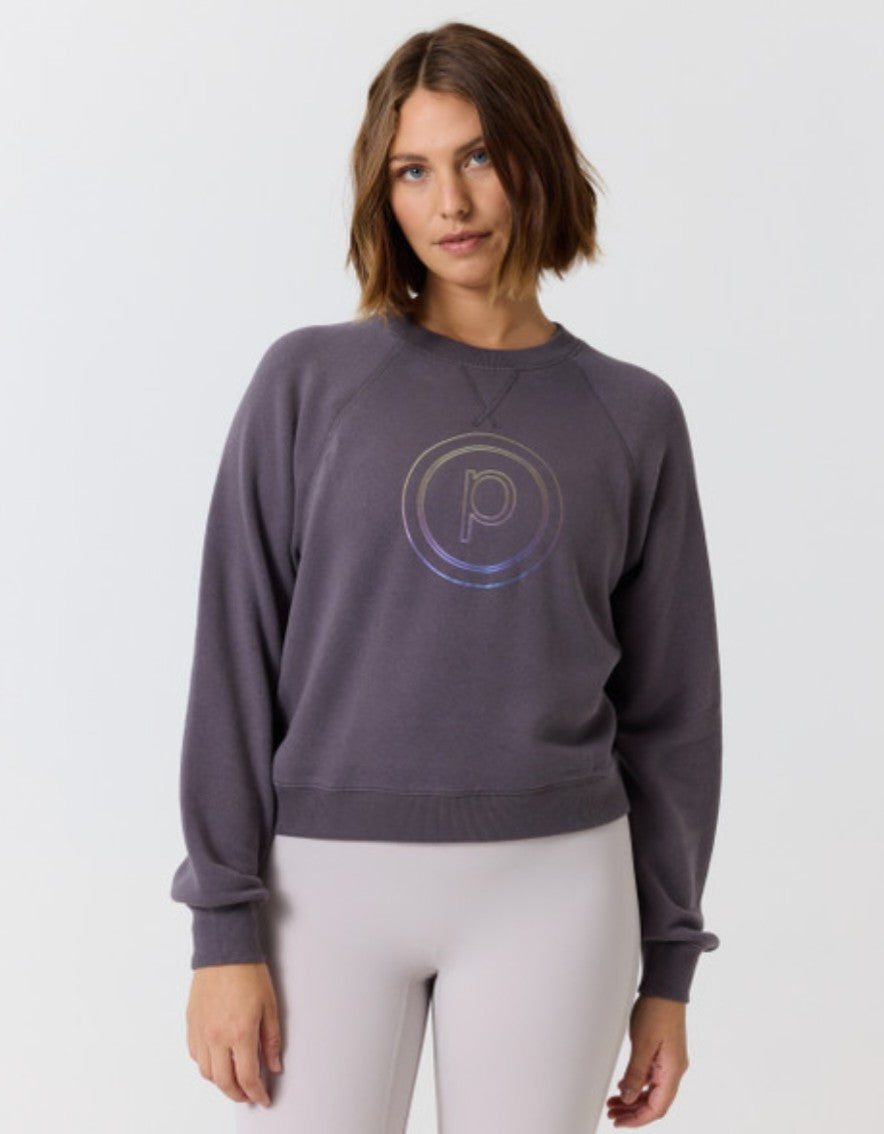 Pure Barre Iridescent Circle P Cozy Crewneck- Nightshade