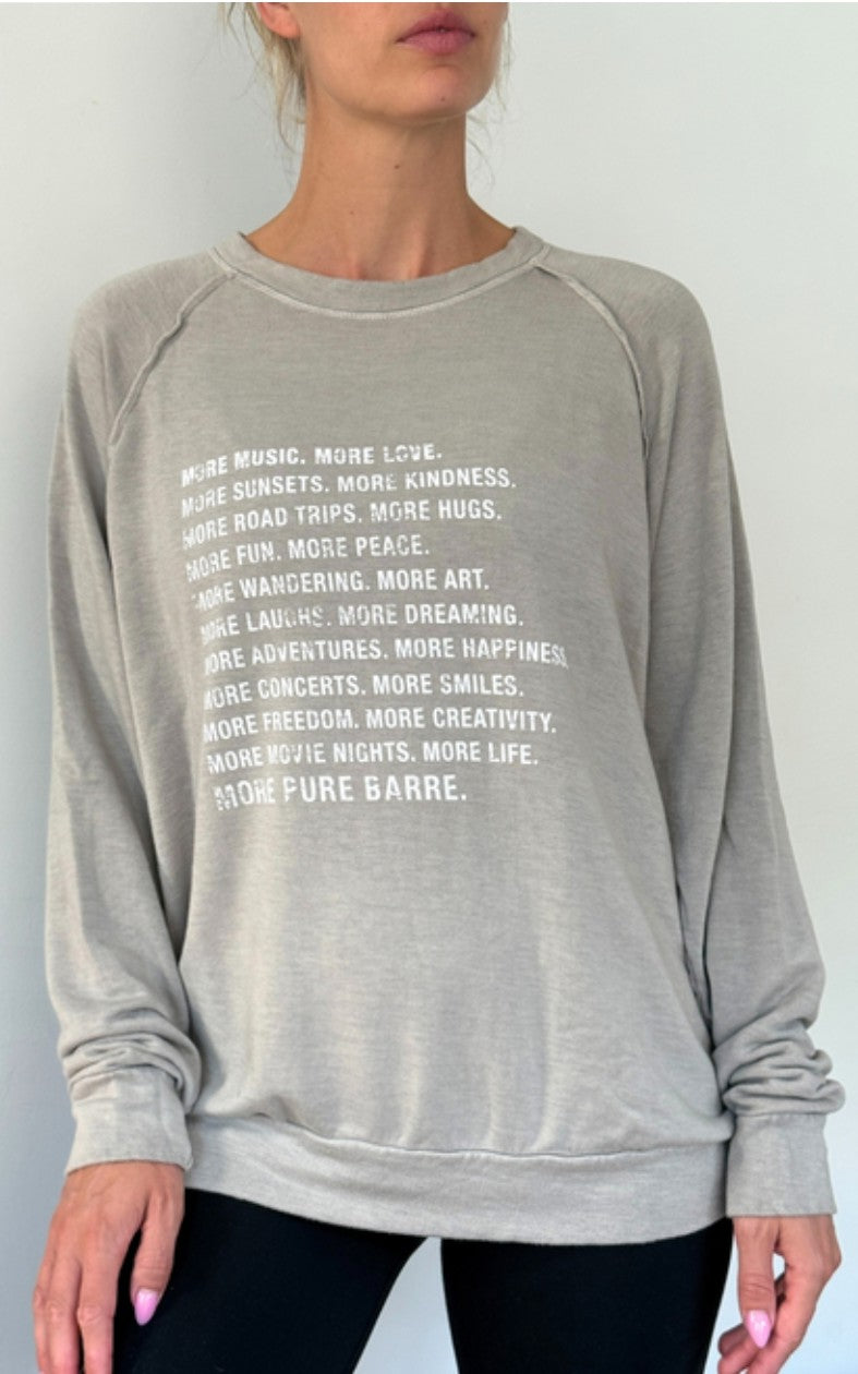 Good hYOUman Pure Barre Mary Beth "More" Sweatshirt- Gray