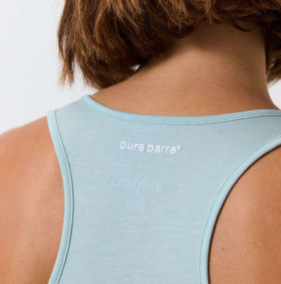 Pure Barre Iridescent Circle P Racerback Tank- Dusty Teal