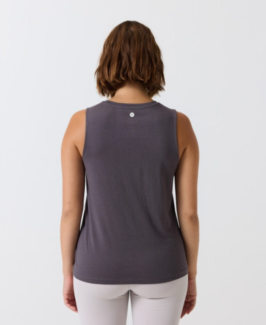 Pure Barre Ombre Letter Muscle Tank- Nightshade