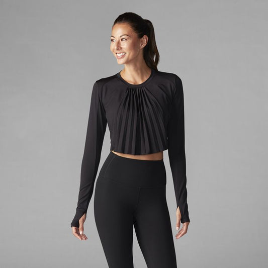 Tavi Pleated Long Sleeve Top - Ebony