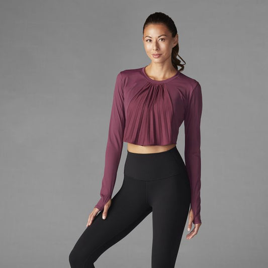 Tavi Pleated Long Sleeve Top - Garnet