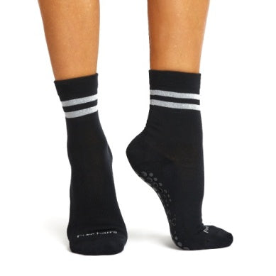 Pure Barre Glitter Crew Sticky Socks- Silver
