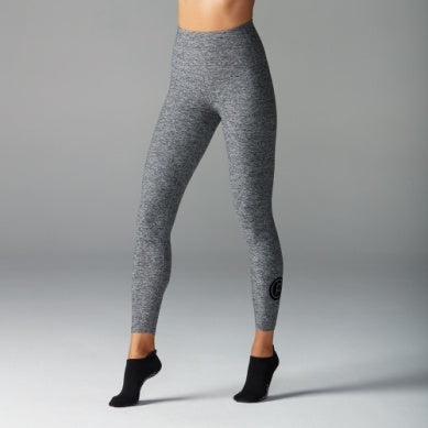 Tavi Pure Barre High Waisted Velvet Logo Tight- Mist