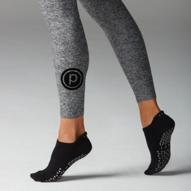 Tavi Pure Barre High Waisted Velvet Logo Tight- Mist