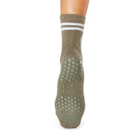 Pure Barre Olive Green Circle P Crew Sticky Socks